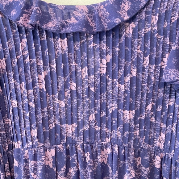 Free People These Dreams Mini Baby Doll Dress Small Tunic Purple Bohemian Ruffle - Picture 7 of 11